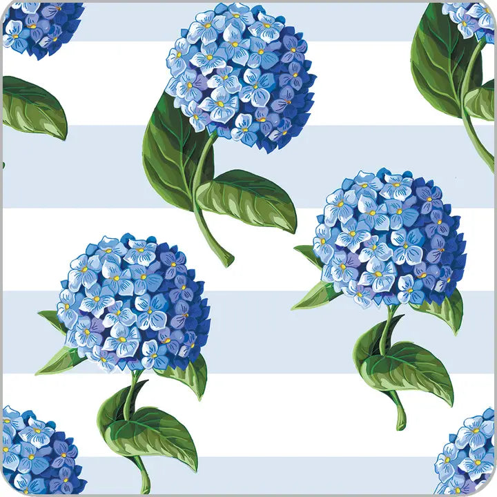 4" Hydrangeas Stripe Paper Coasters