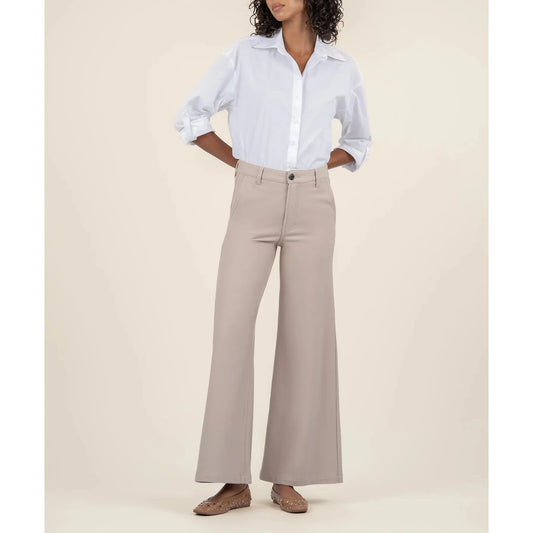 Meg Wide Leg Trouser Pants in Stone