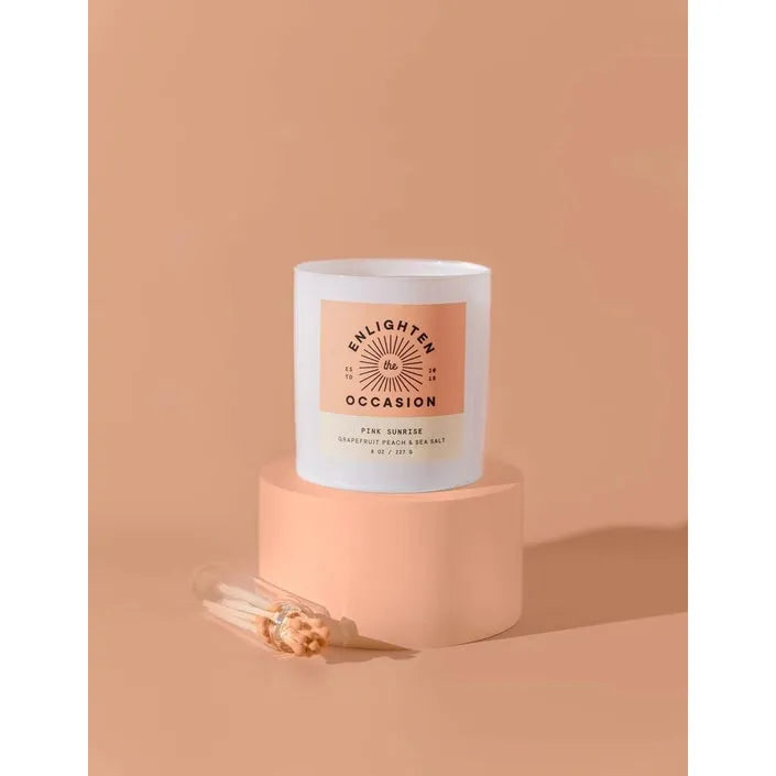 Pink Sunrise Candle in White Tumbler