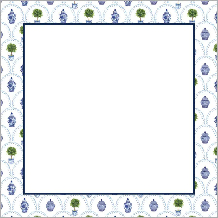 Chinoiserie Topiary Scallop Notepad