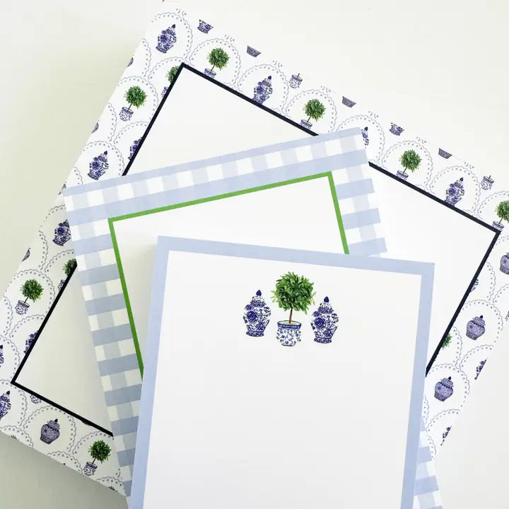 Chinoiserie Topiary Scallop Notepad